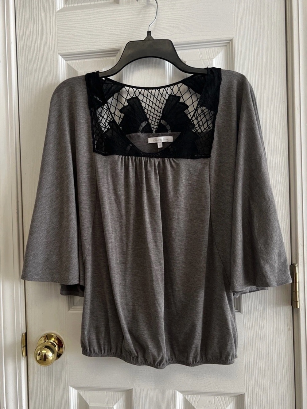 Charlotte Russe Gray Black Blouse Top Medium